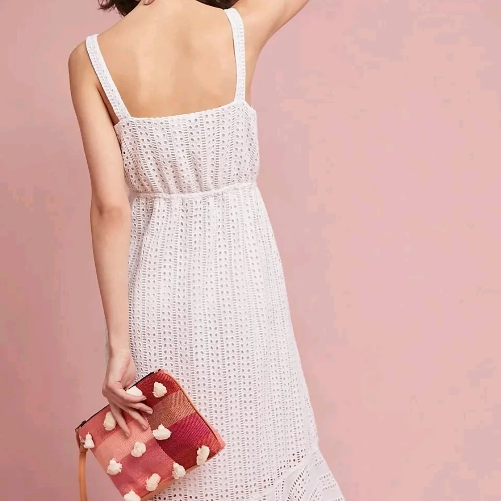 FARM Rio White Eyelet Midi Dress with Ruffle Hem - Picture 3 of 9